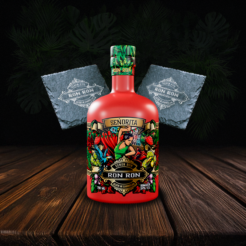 Set Glasuntersetzer & Ron Ron Senorita Elixier de Caribbean