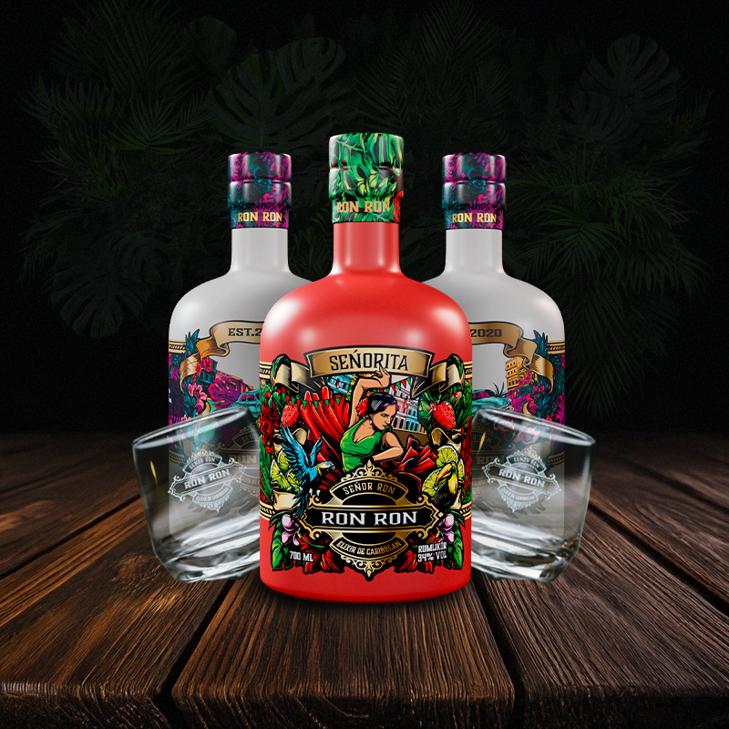 Set Rumgläser & Ron Ron Rum-Likör Variante 1